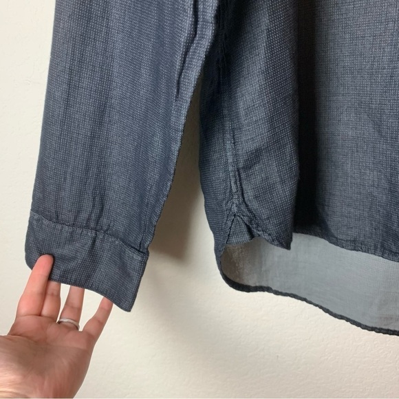 Vince Mens double face jacquard sport shirt in black long sleeve button - Picture 3 of 7